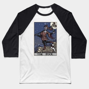 The Fool Tarot Card Gothic Halloween Creepy Clown Jester Goth Horror Baseball T-Shirt